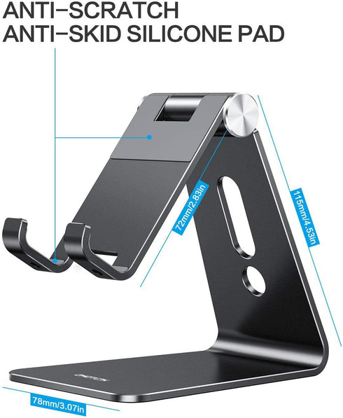 OMOTON Adjustable Cell Phone Stand, C2 Aluminum Desktop Phone Holder Dock Compatible with iPhone 11 Pro Max Xs XR 8 Plus 7 6, Samsung Galaxy, Goog...